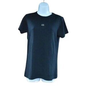 Womens Black T Shirt 100% Cotton Small Short Sleeve Graphic Tee